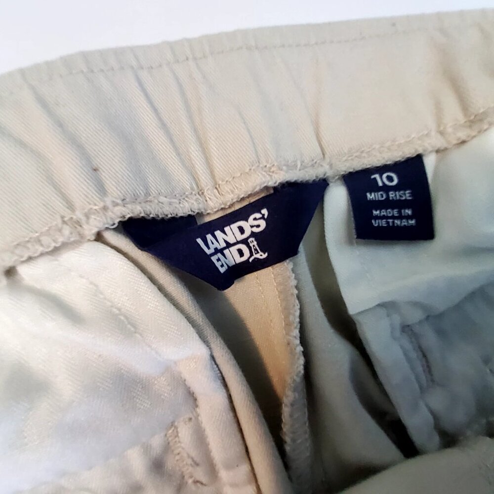 Lands End Womens Beige Stretch Cotton Mid Rise Pants Size 10 Elastic waistband - Picture 6 of 10